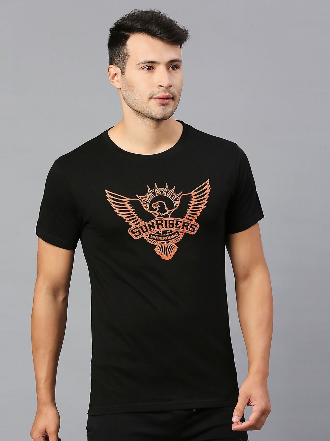 Fancode Sunrisers Hyderabad Logo Print Round Neck Cotton IPL T-shirt - Distacart