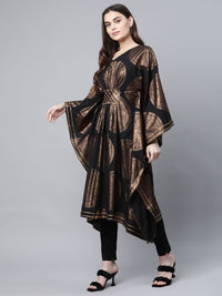 Thumbnail for Ahalyaa Women Black Crepe Copper Foil Printed Flared Sleeve Kaftan Kurta - Distacart