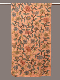 Thumbnail for Light Orange Kalamkari Hand Painted Sico Stole with Floral Design - Global Threads - Distacart