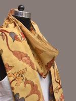 Thumbnail for Light Yellow Kalamkari Hand Painted Sico Stole with Floral Design - Global Threads - Distacart
