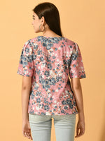 Thumbnail for Myshka Women's Pink Printed Party Top - Distacart