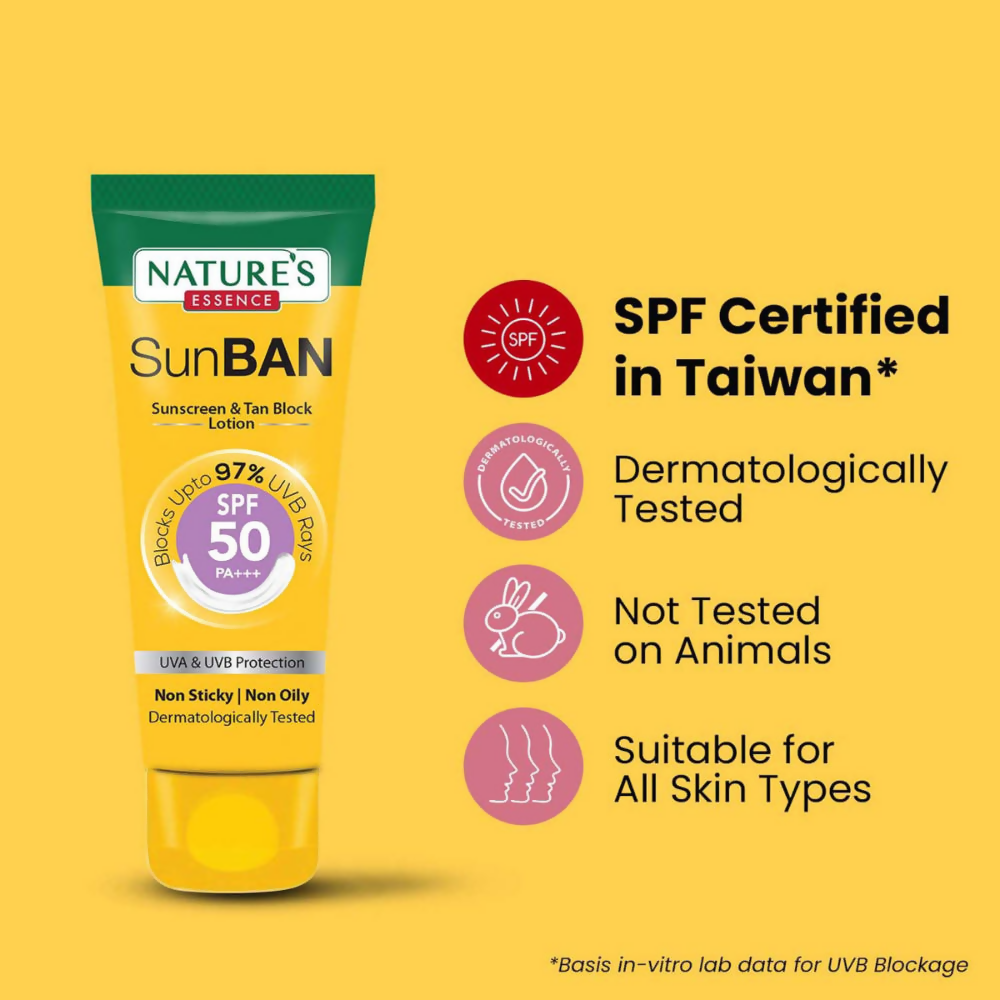 Nature's Essence Sunban Sunscreen & Tan Block Lotion SPF 50 - Distacart