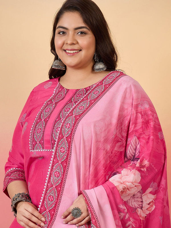 Sztori Women Floral Yoke Design Regular Kurta with Trousers & With Dupatta - Distacart