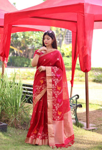 Thumbnail for Aastha Fashion Red Thread Woven Cotton Silk Saree with Blouse - Distacart