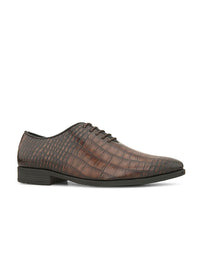 Thumbnail for House of Pataudi Men Textured Formal Lace Up Oxfords