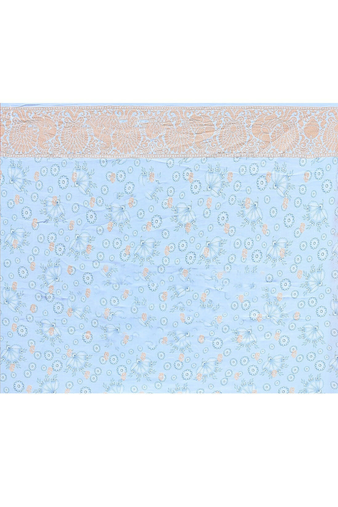 Joban Fashion Light Blue Crepe Chiffon Pure Handloom Banarasi Silk Saree