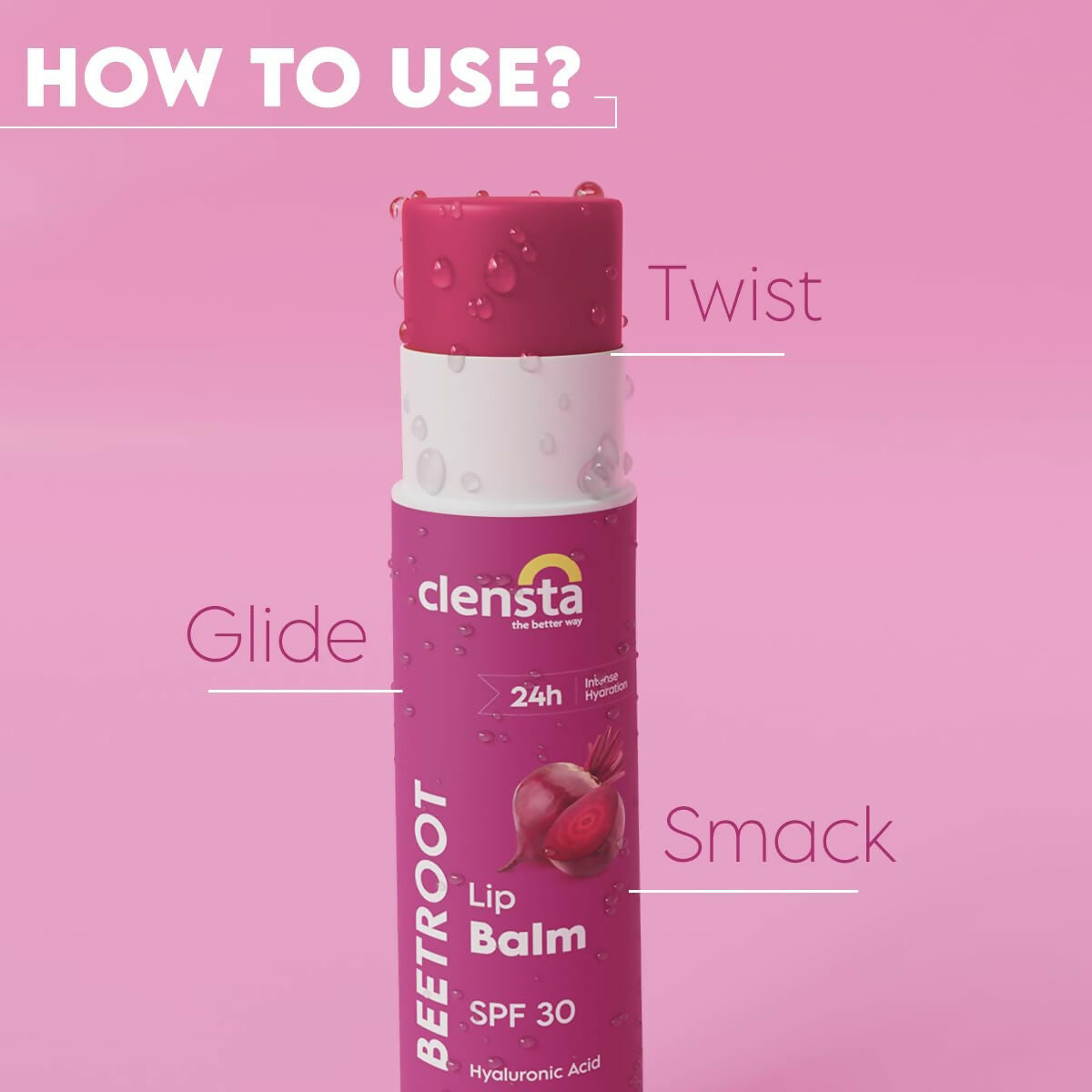 Clensta Beetroot Lip Balm With Hyaluronic Acid Spf 30 With Beetroot - Distacart