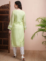 Thumbnail for Vishudh Floral Embroidered Straight Kurta - Distacart