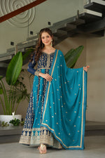 Thumbnail for Prazu Fashion Blue Georgette With Zari & Sequins Gown