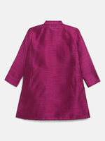 Thumbnail for Ahalyaa Purple Poly Silk Solid Kids Kurta Churidar Set For Boys - Distacart