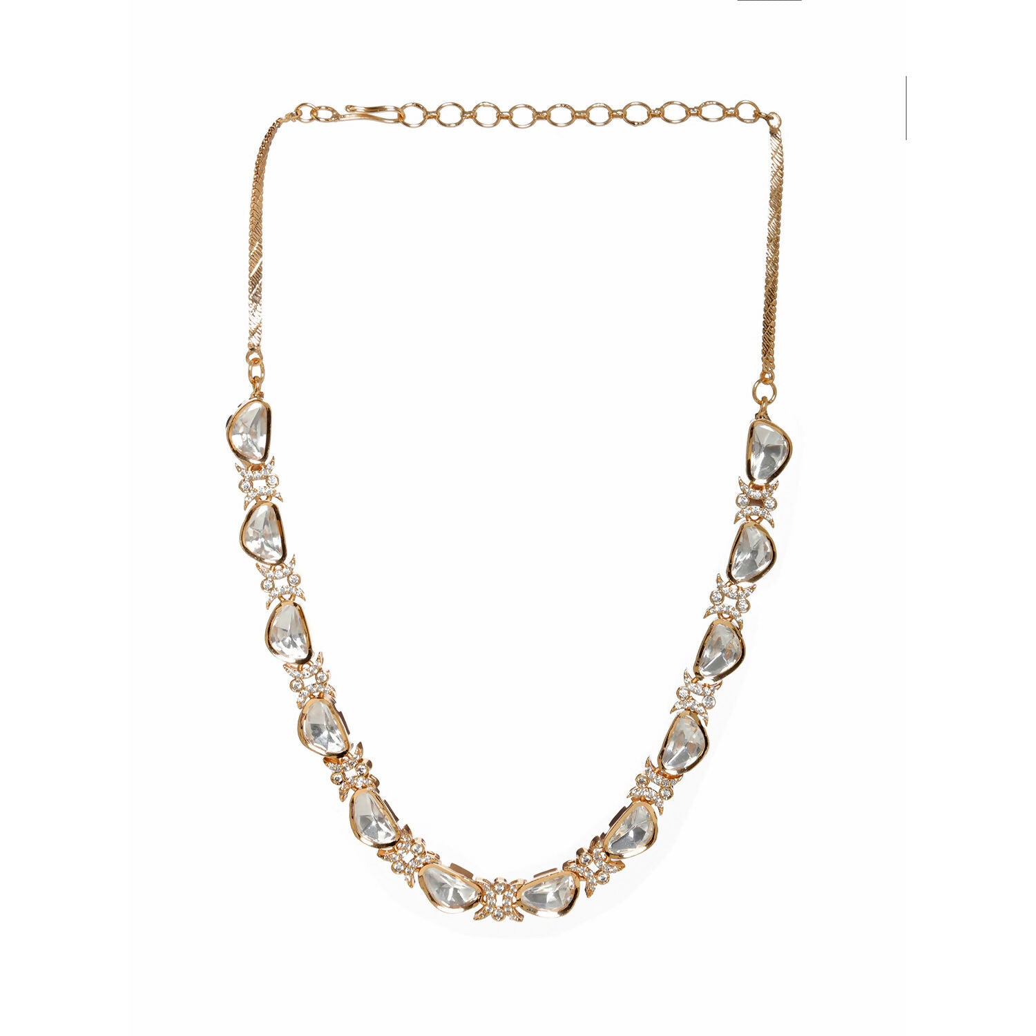 Kundan and Daimond Neckpiece (Gold) - Ruby Raang - Distacart