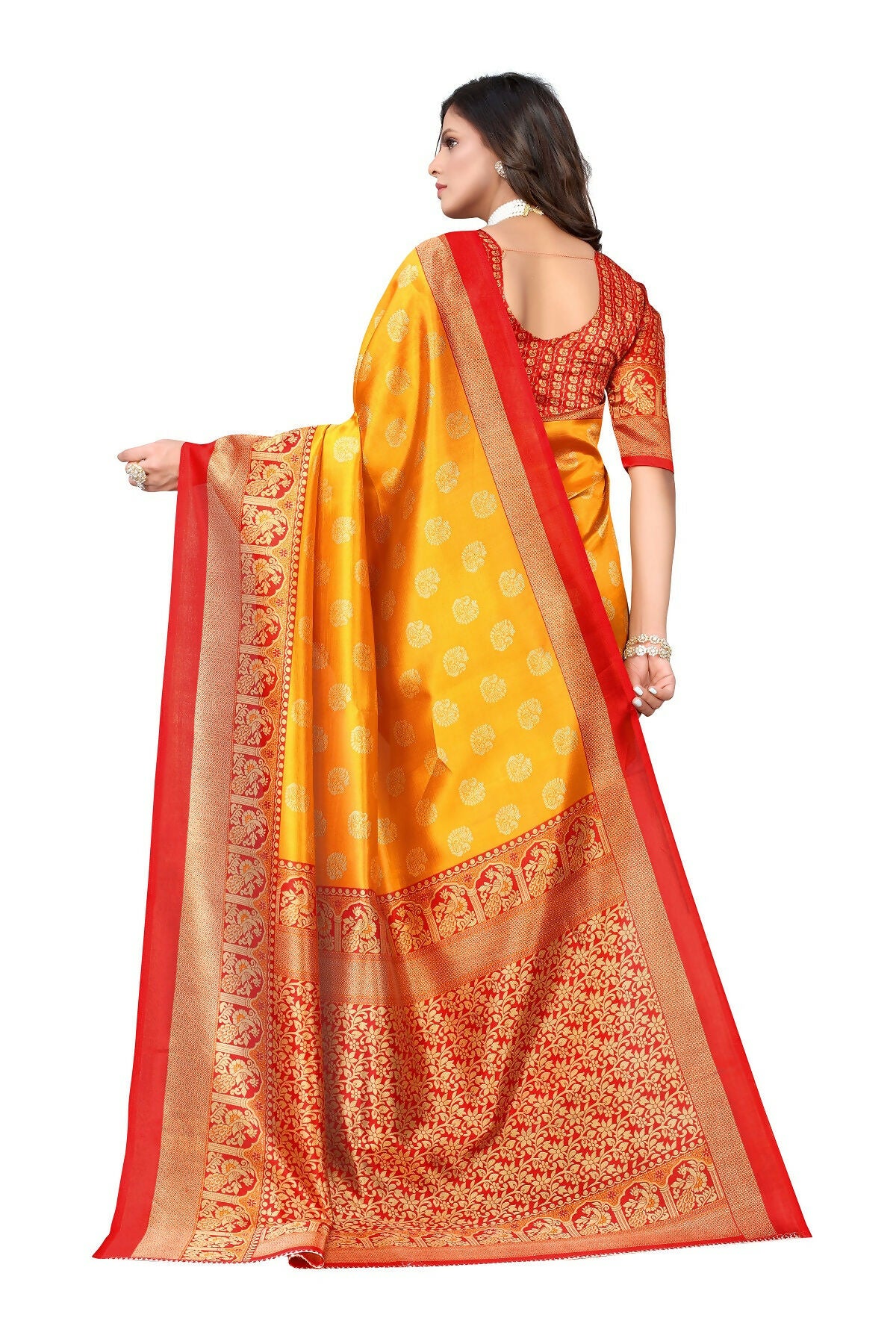 Vamika Yellow Printed Art Silk Saree - Distacart