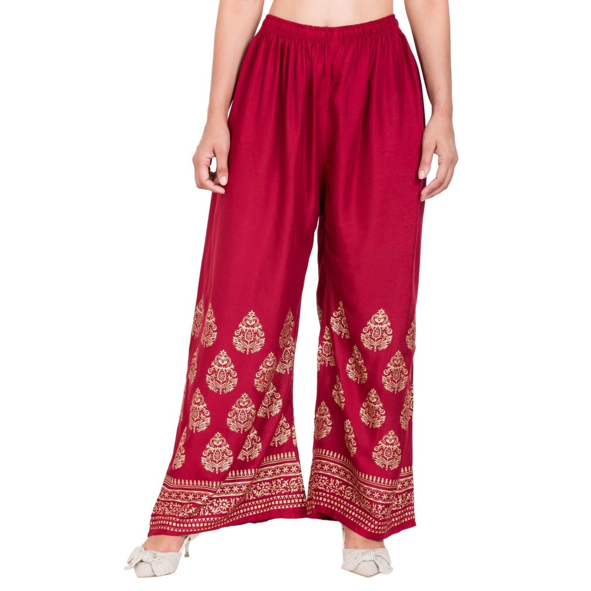 Asmaani Maroon Color Gold Print Palazzo