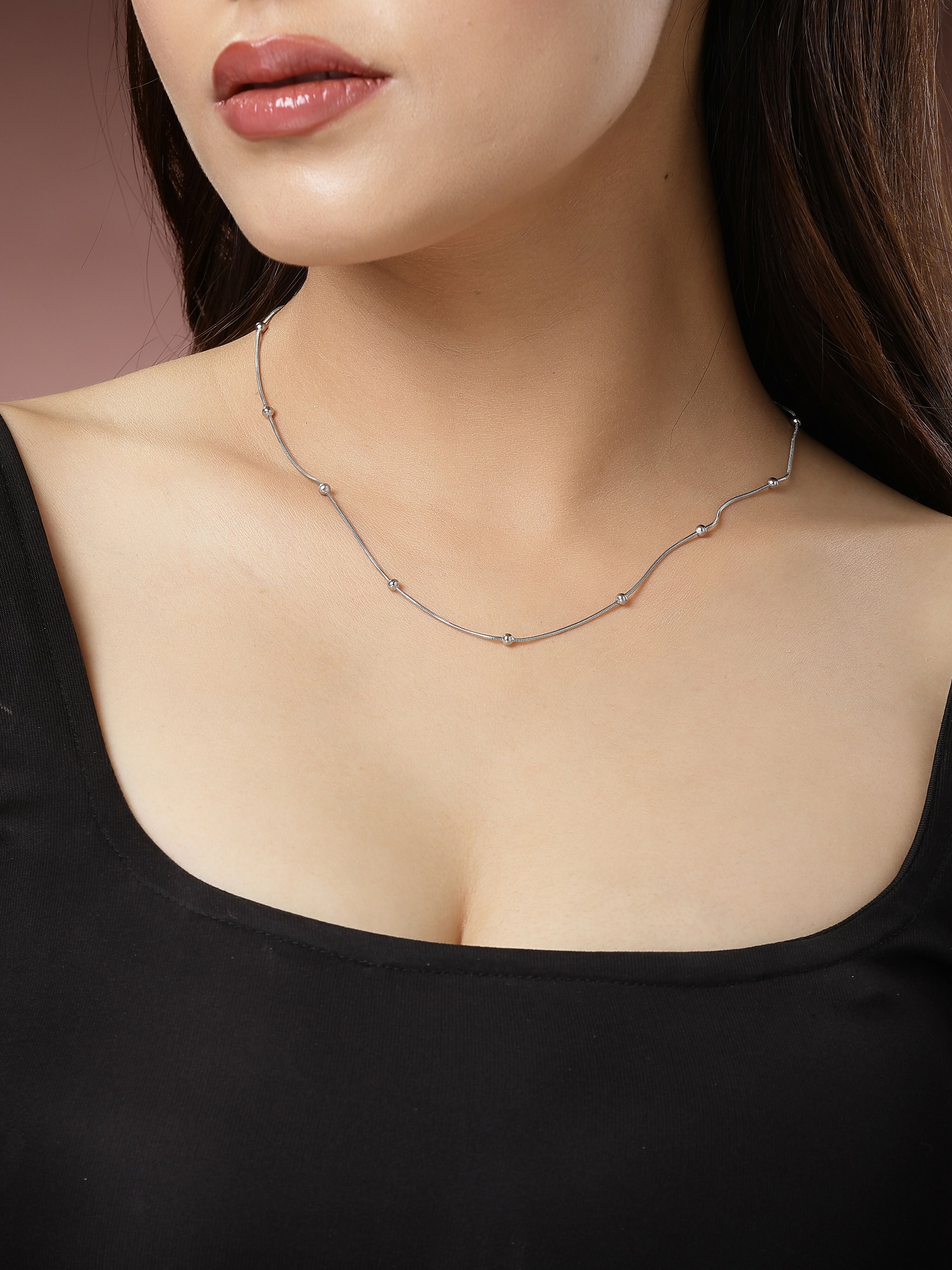 NVR Women's Set of 3 Silver-Toned German Silver Oxidised Chain - Distacart