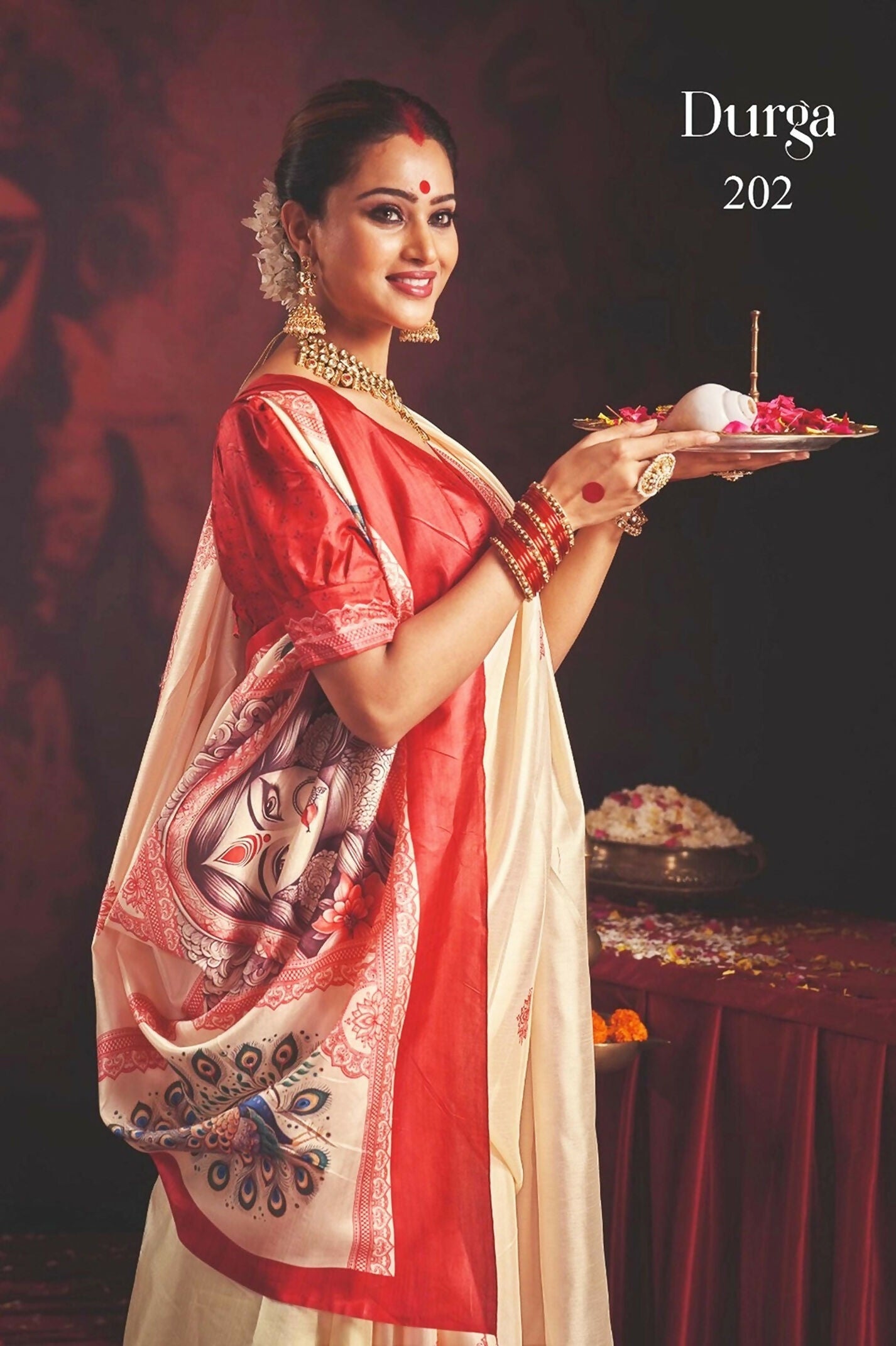 Joban Fashion Silk Blend Off White Color Garad Saree