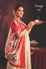 Thumbnail for Joban Fashion Silk Blend Off White Color Garad Saree