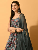 Thumbnail for Myshka Women's Grey Festive Flared Anarkali Kurta With Dupatta sets - Distacart