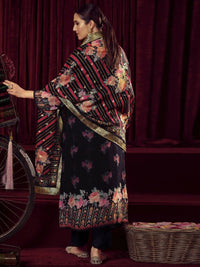 Thumbnail for Aastha Fashion Women's Black Organza Jacquard Woven Kurta with Trouser & Dupatta - Distacart