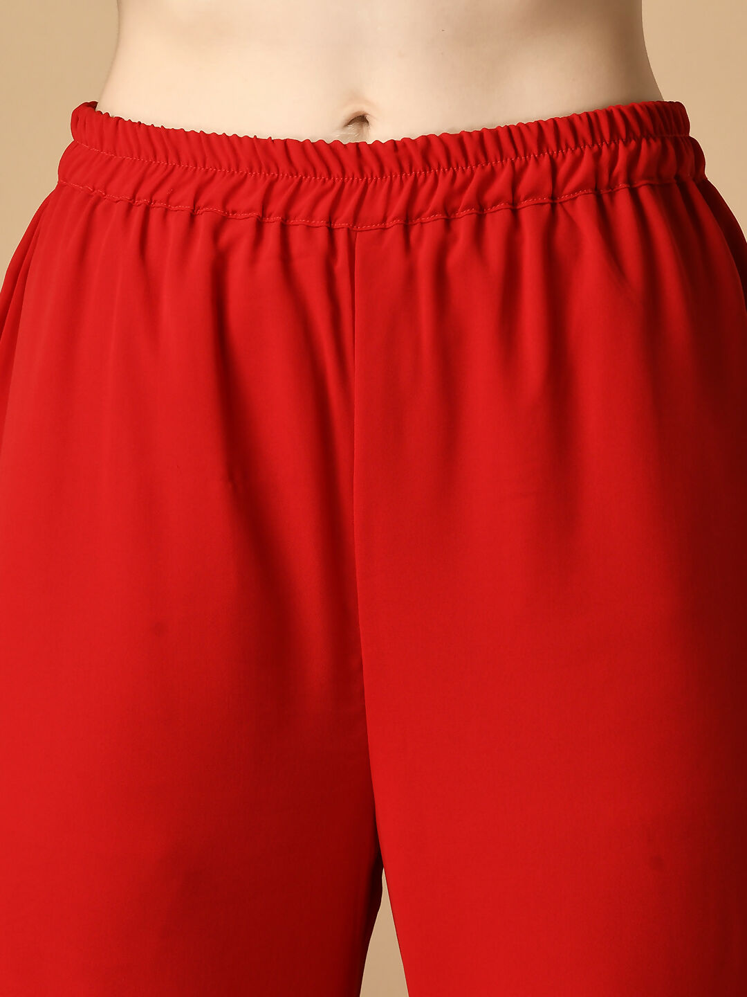 Myshka Women's Red Georgette Top With Palazzos Party Sets - Distacart