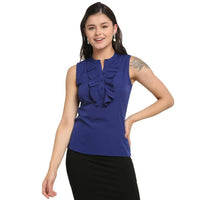 Thumbnail for Aastha Fashion Women's Royal Blue Polyester Solid Casual Top - Distacart