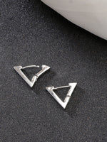 Thumbnail for NVR Men's Silver-Plated Geometric Shape Stainless Steel Studs Earring - Distacart