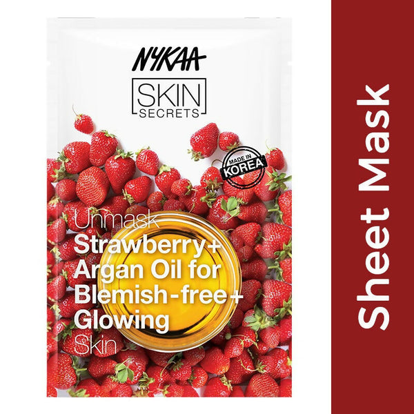 Nykaa Skin Secrets Exotic Indulgence Strawberry + Argan Oil Sheet Mask For Blemish - Free Skin - Distacart