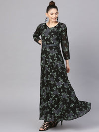 Thumbnail for Ahalyaa Black Georgette Anarkali Kurta With Dupatta