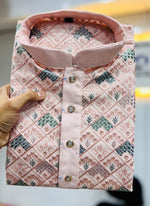 Thumbnail for Prazu Fashion Baby Pink Italian Silk Embroidered Kurta With Pajama
