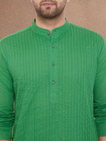 Thumbnail for Even Apparels Men's Pintuck Fancy Green Kurta - Distacart