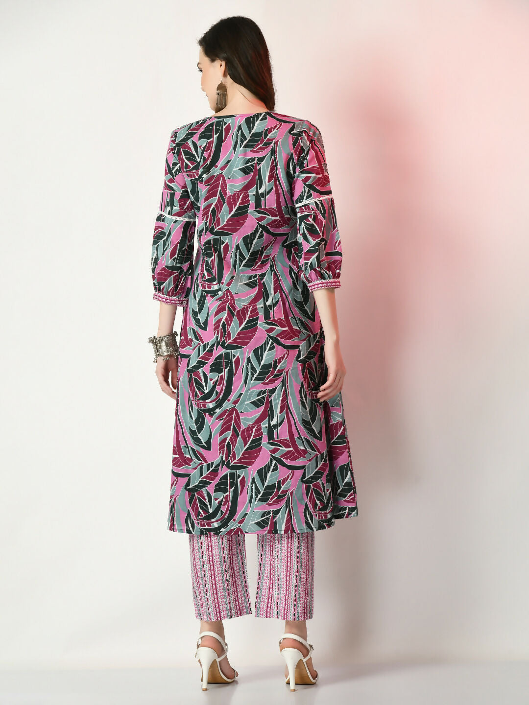 Myshka Women's Multi Printed Kurta With Palazzos - Distacart