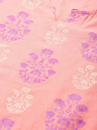 Thumbnail for Anubhutee Peach-Coloured & Purple Printed Cotton Night suit - Distacart