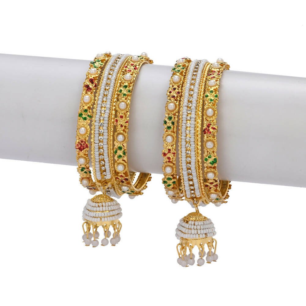 Afast Designer Fancy Party Bangle/ Kada Set, Gold, Metal, Pack Of 6 - Distacart