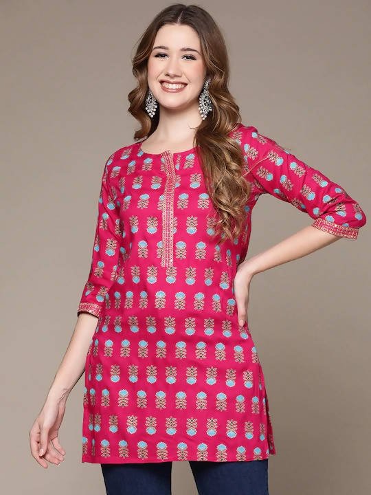 Anubhutee Pink Ethnic Motifs Printed Kurti - Distacart