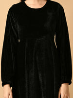 Thumbnail for Myshka Women's Black Fit and Flare Party Dress - Distacart