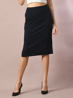 Thumbnail for Myshka Women's Blue Solid Knee Length Party Embellished Skirts - Distacart