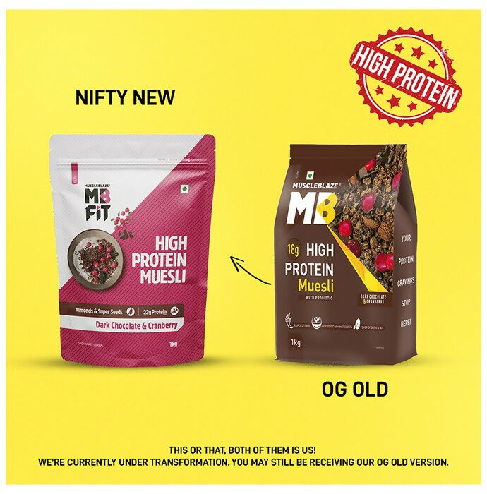MuscleBlaze Fit High Protein Muesli - Dark Chocolate & Cranberry - Distacart