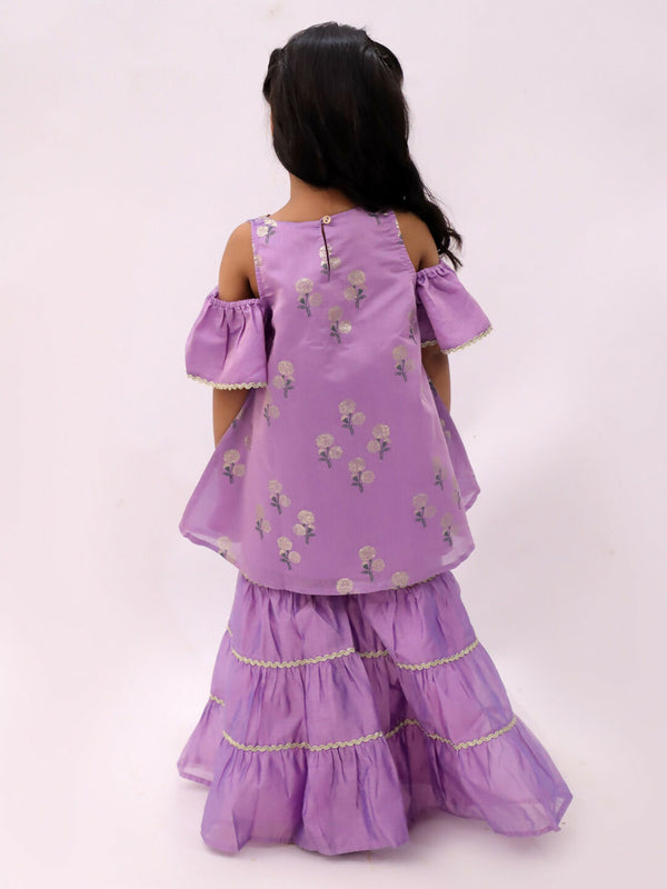 Lil Drama Mishti Purple Kurta and Sharara Set For Girls