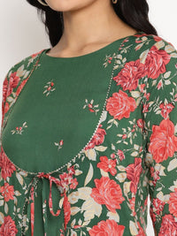 Thumbnail for Ahalyaa Women's Green Rayon Printed Kurta Palazzo Set