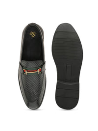 Thumbnail for House of Pataudi Men leather Textured Formal Loafers