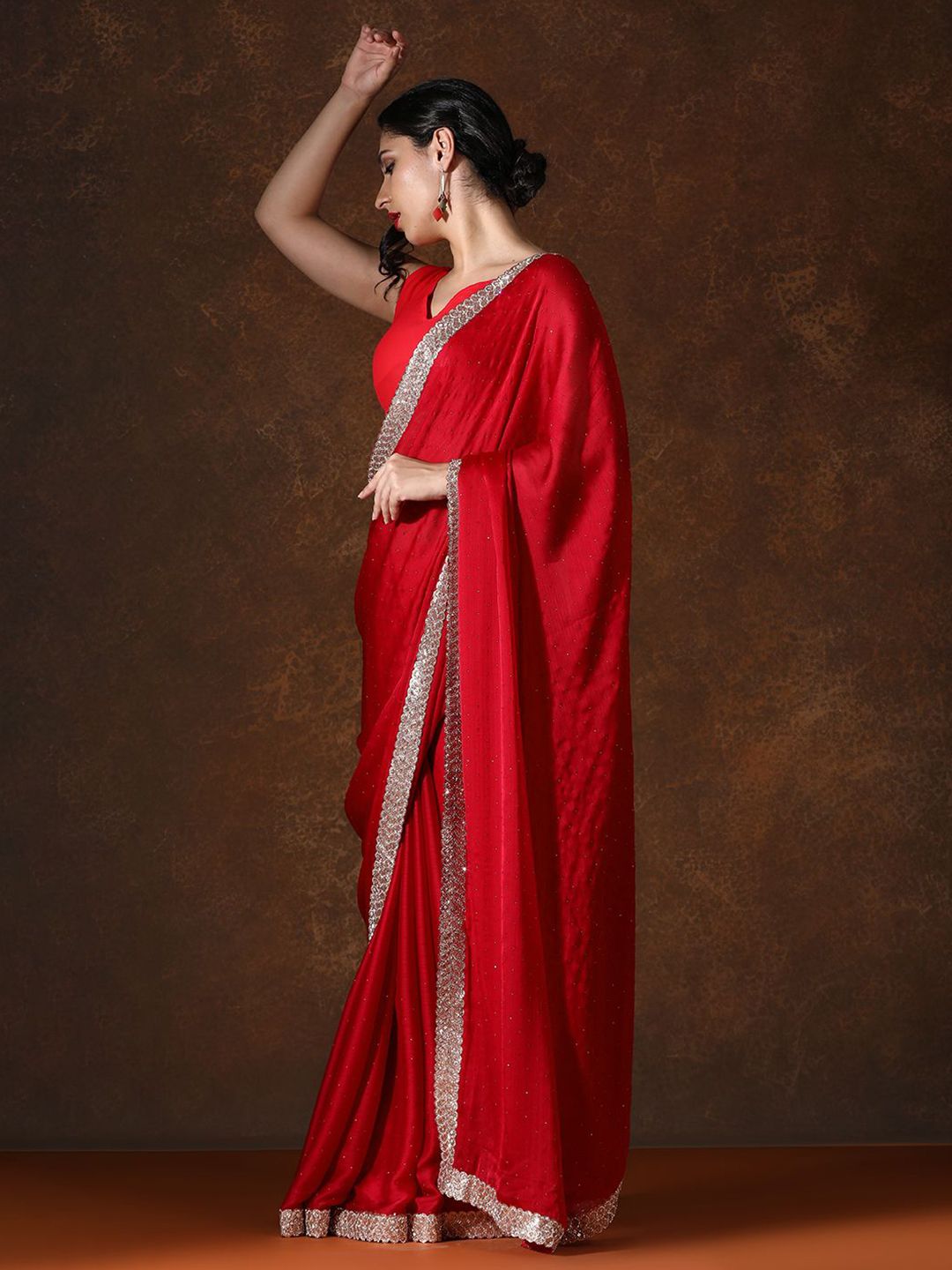 Mitera Beads and Stones Pure Chiffon Saree - Distacart