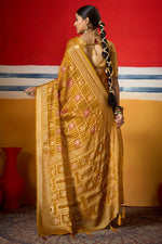 Thumbnail for Joban Fashion Yellow Dull Moss Brasso Saree