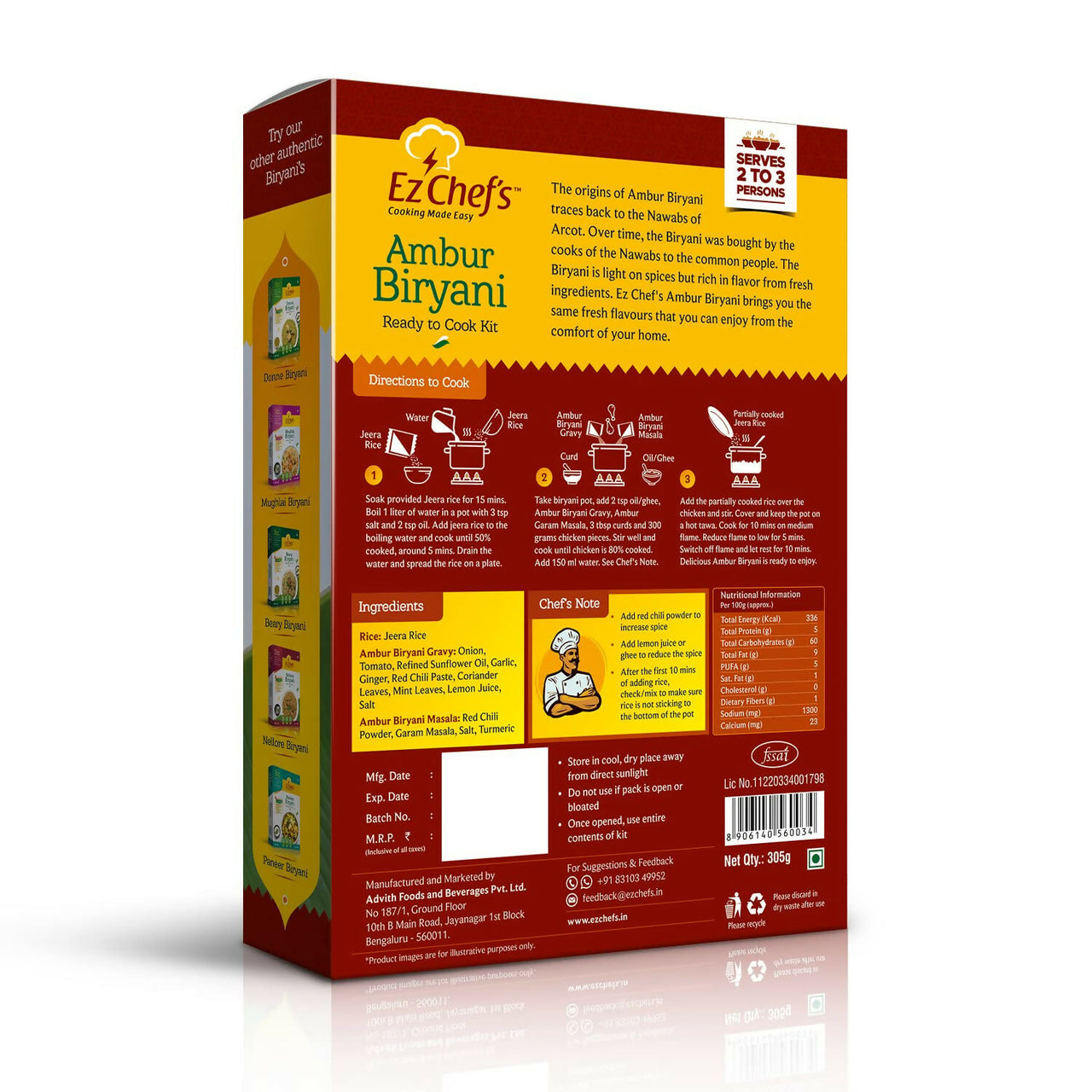 Ez Chef's Ambur Biryani Kit - Ambur's Famous Biryani - Distacart