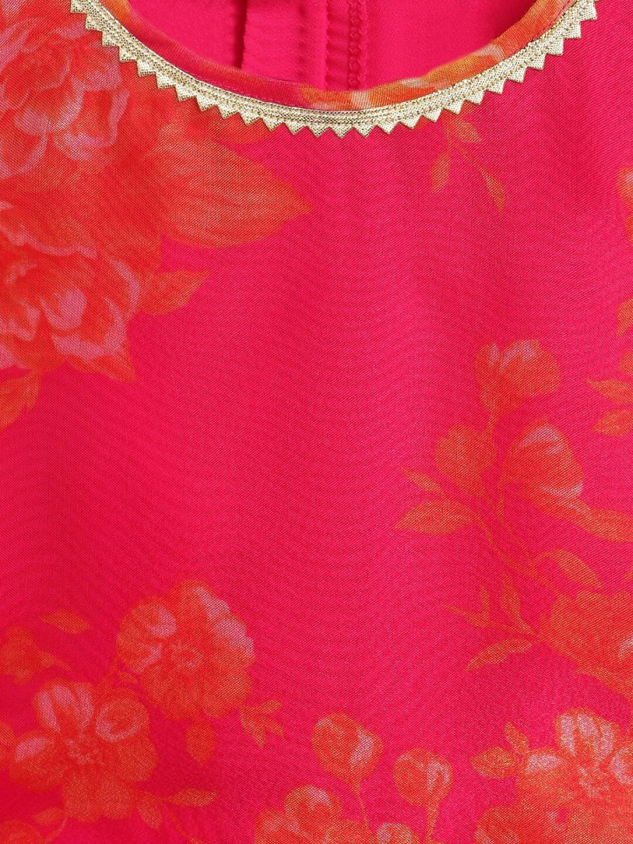 Ahalyaa Pink Organza Digital Print Kids Lehenga Choli For Girls - Distacart