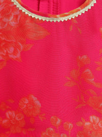Thumbnail for Ahalyaa Pink Organza Digital Print Kids Lehenga Choli For Girls - Distacart