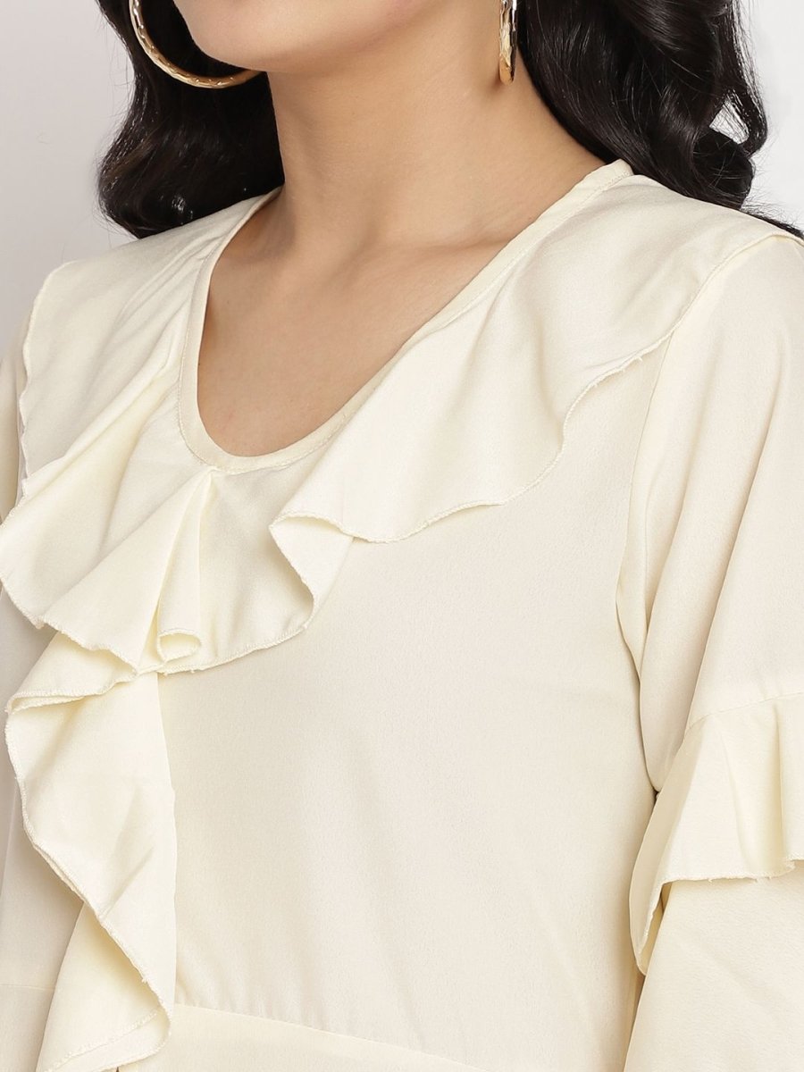 Ahalyaa Women Off White Layered Kurta With Trousers
