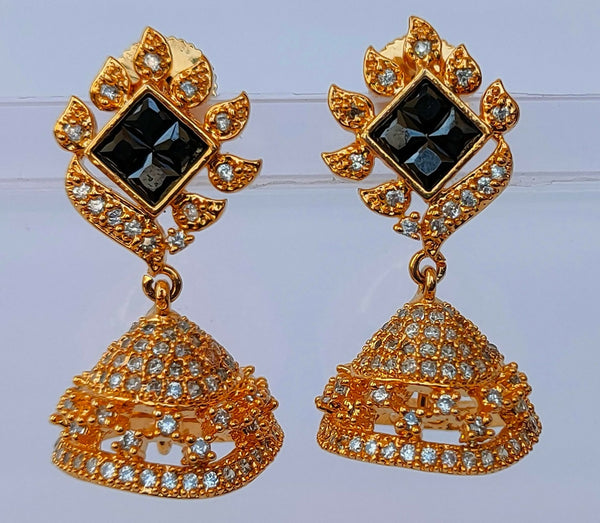 Black AD Designer Jhumkas - Distacart