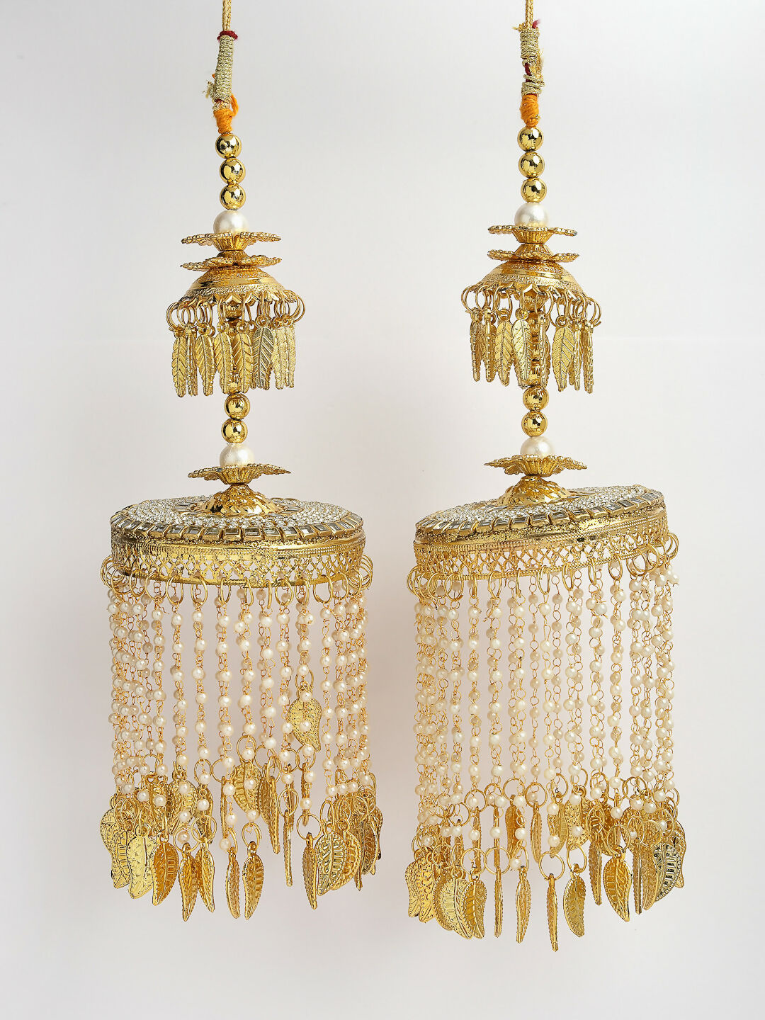 NVR Women's Pack Of 2 Gold Plated Kundan Bridal Heavy Kaleera Sets