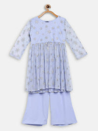 Thumbnail for Ahalyaa Blue Net Kids Kurta Palazzo Sets For Girls - Distacart