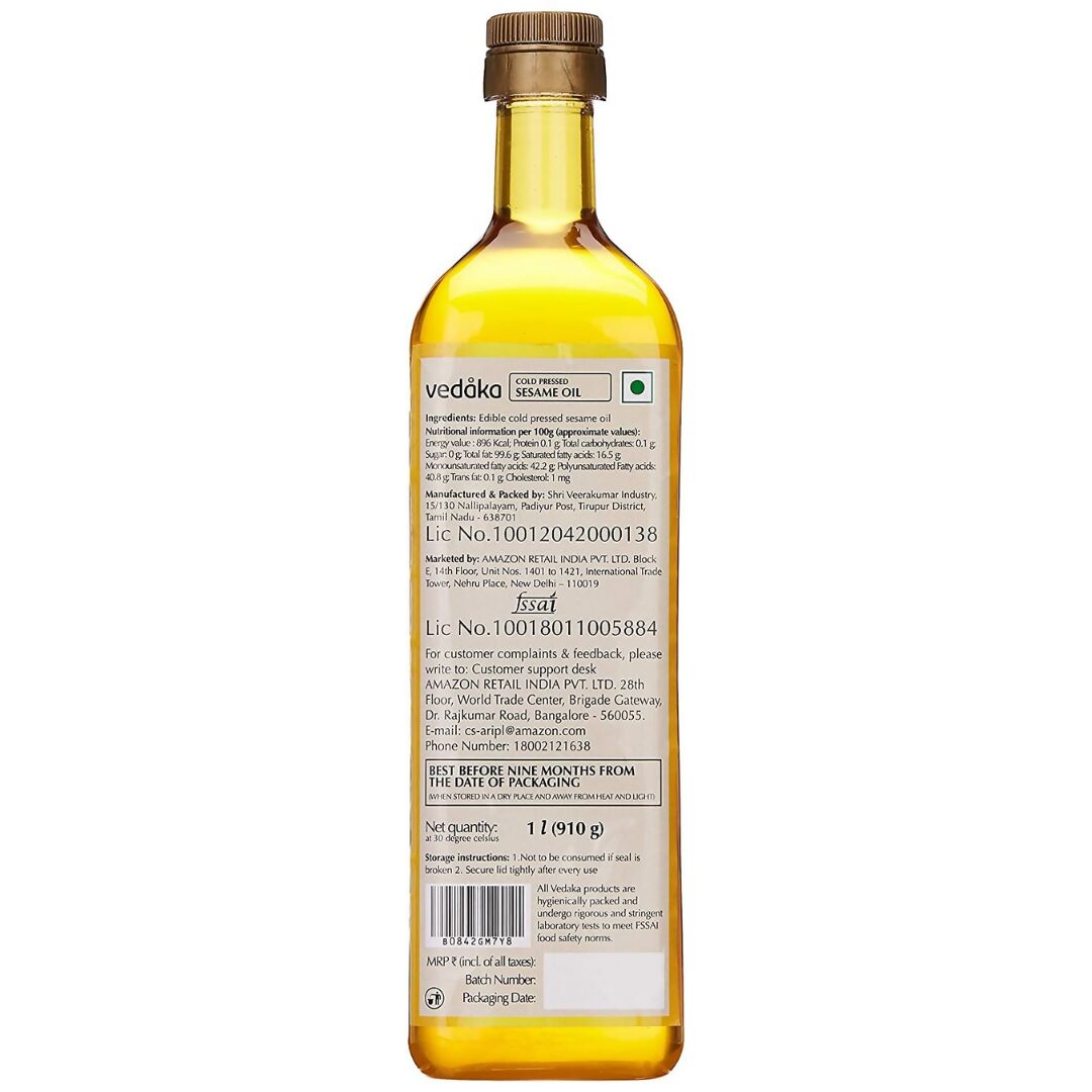 Vedaka Cold Pressed Sesame Oil - Distacart