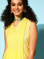 Thumbnail for Ahalyaa Women Yellow Colour Cotton Printed Kurta Palazzo Set - Distacart